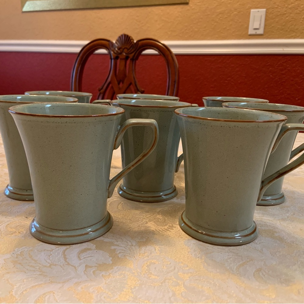 Green Ceramic Prairie Mugs - Set of 8